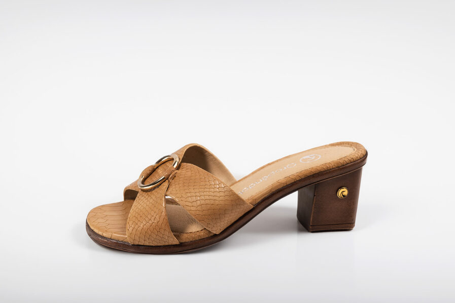 Brown python finish sandal